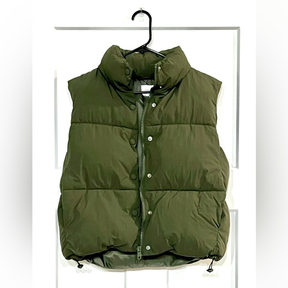 NIA Olive Nylon Puffer Vest Size XS
